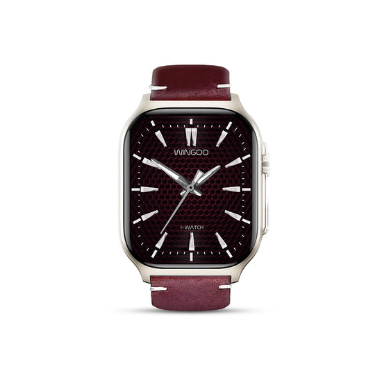 Smartwatch with premium leather strap and classic analog watch face